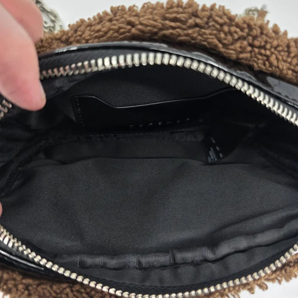 TOPSHOP Patent & Teddy Trim Camera Bag